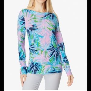 Lilly Pulitzer Floral Long Sleeve Aleah Top - Gecko Green Beach Bash M L